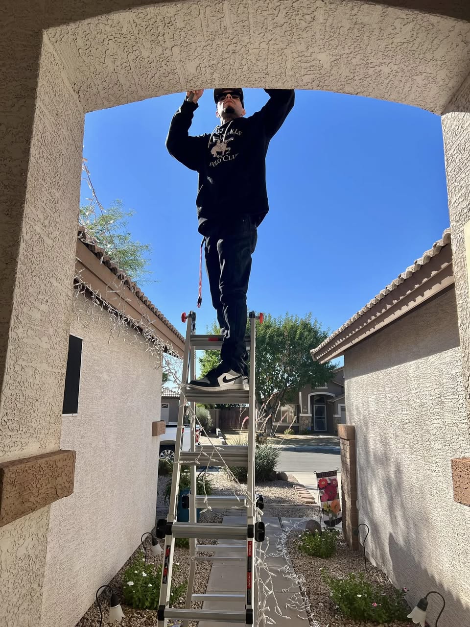 Archway Install — low angle ladder shot